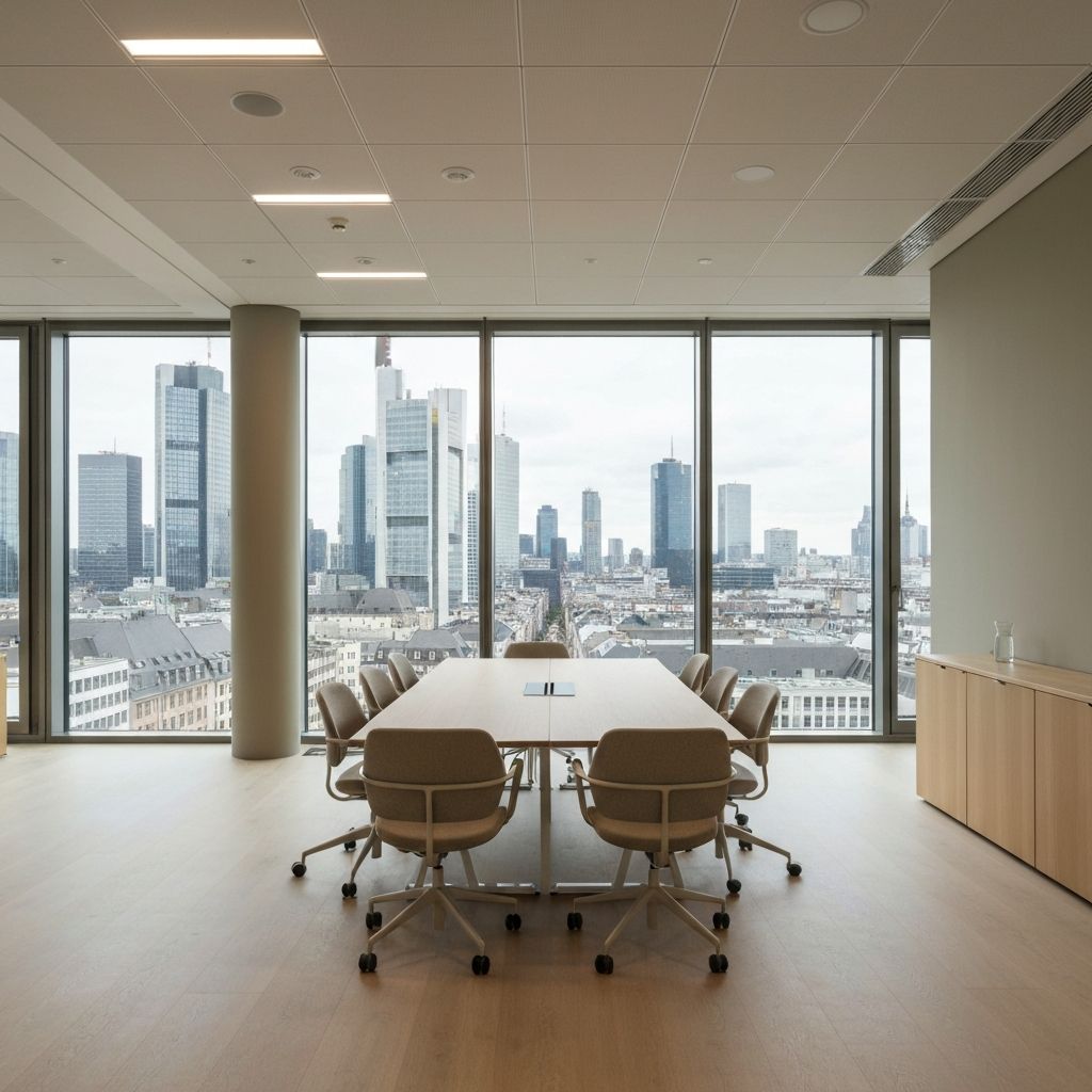 Professioneller Konferenzraum in deutscher Büroumgebung mit moderner Einrichtung
